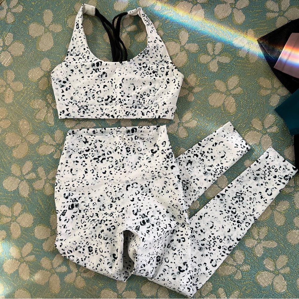 White Leopard Print Activewear Set